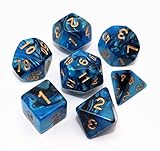 CREEBUY Polyedrisches Würfelset für Dungeon and Dragons, Rollenspiele, 7 Stück, Blau mit Schwarz