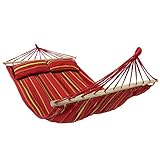 BB Sport Stabhängematte 240 x 150cm Hängematte inkl. 2 Kissen max. 300 kg 2 Personen Doppelhängematte Outdoor, Farbe:Indonesien