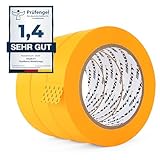 HASKYY Goldband Malerkrepp Kreppband Profi 3x Malerband 30mm x 50m Abdeckband Malertape Klebeband