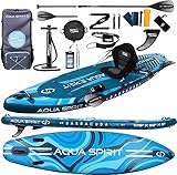 Aqua Spirit SUP Aufblasbares Stand-Up Paddle Board 2024 | 320x81x15cm | Kompletter Kajak-Umbausatz mit Paddel, Rucksack, Pumpe und weiterem Zubehör | Erwachsene Anfänger/Experten | 2 Jahre Garantie