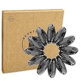 Reskthetic - kleine hochwertige Spiral Haargummi, schonend zum Haar, nachhaltig, umweltfreundlich, (Telefonkabel, Zopfgummis) für Mädchen & Frauen/Damen (Schwarz, 10 x 2,5 cm)