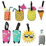 7 Stück Kofferanhänger Flugreise, Koffer Anhänger mit Adressschild, Kofferschilder Anhänger, Gepäckanhänger für Koffer für Reisegepäck Reisetasche Koffer Taschen Rucksäcke (Strand Serie)