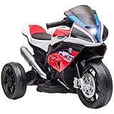 HOMCOM Kinder Elektro-Motorrad Kindermotorrad 6V Elektrofahrzeug Elektro-Dreirad Kinderfahrzeug mit 3 Musikmodi 2,5km/h Elektromotorrad für Kinder ab 18 Monaten PP Metall Rot 82,5 x 42 x 54 cm