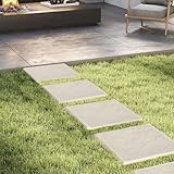 COSTWAY Trittsteine für Garten, 8er Set, Gehwegplatten 39,5 x 39,5 cm, Steinplatten aus Polypropylen, Gartenplatte Beetplatte inkl. 32 Erdspießen, ​​für Rasen, Garten, Wege, Beige