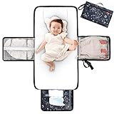 Lekebaby Wickelunterlage Wickelunterlage Tragbare Wickelunterlage Baby Reise Wickelunterlage mit Wischtasche und Kopfkissen,Milchstraße