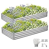 LEADZM Hochbeet Metall 240x120x30 cm (2er-Set) - Rechteckig...