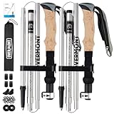 Overmont Wanderstöcke Faltbar Aluminium Ultraleicht - Verstellbar 105-125 cm Trekkingstöcke - Nordic Walking Stöcke 1 Paar mit All-Terrain Zubehör Grau