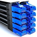 deleyCON 10x 0,25m CAT6 Netzwerkkabel Set - U-UTP RJ45 CAT-6 LAN Kabel Patchkabel Ethernetkabel DSL Switch Router Modem Repeater Patchpanel - Schwarz