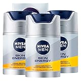 Nivea Men Skin Energy Feuchtigkeitsspendende Hautcreme mit Coenzym Q10 und Koffein - 3 Flaschen à 50 ml