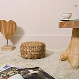 wohnfreuden Rund Pouf Sitzkissen Sitzsack-Hocker Fußhocker Bodenkissen Polsterhocker Strickhocker 30 cm Wasserhyazinthe Natur Hocker