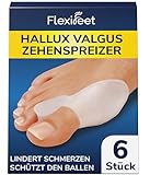 FLEXIFEET® Hallux Valgus Korrektur Zehenspreizer für den Großen Zeh - 6 Stk Zehentrenner Hallux Valgus, Ballenzehen Korrektur - Bandage Universalgröße, Damen, Herren, 0% BPA