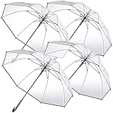 Carlo Milano Schirme: 4er-Set transparente Stock-Regenschirme, Stahl & Fiberglas, Ø 100 cm (Glockenregenschirm, XXL Regenschirm transparent, wasserdicht)