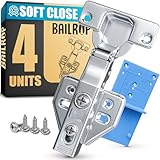 Softclose Scharniere für Schranktüren (4 Stück) – 35mm Topfscharnier in Standardgröße – Schrankscharnier & Möbelscharniere – Topfbänder mit Dämpfer – Full Overlay