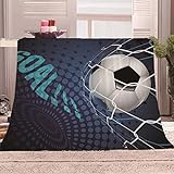 WDMXNZ Flanelldecke Fußballmuster 150×200CM geeignet für alle Jahreszeiten,leicht,gemütlich,Bettdecke,weich,passend für Couch,Sofa,für Kinder,Damen,Herren