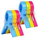 Vicloon Badetuch Clips 6 Stück große Wäscheklammern Handtuchklemmen Strandtuchklammern Clips Winddicht Klammern auf Strand und Sonnenliegen für Wäsche Strandtuch, Badetuch, Teppich (6 PCS)