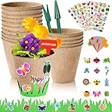 Herefun Abbaubare Anzuchttöpfe, 15 Stück 8cm Biologisch Anzuchttöpfe Basteln Kinder, DIY Pflanzenanzucht Bastelset, Pflanztöpfen Set, DIY Geschenk, Pflanze Anzuchtset mit Pflanzenetiketten, Werkzeug