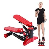 Steppermaschine, Mini-Stepper mit Display und Widerstandsbändern, massierbarer Fitnessstudio-Stepper für Heimtraining, Beine-Arm-Ganzkörpertrainingsgerät, maximale Belastung 120 kg Efficency