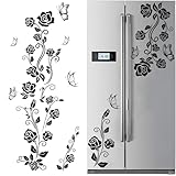 TOARTI Wandtattoo Blumenranken Schwarz Blumen Hibiskus Wandtattoo Wanddeko Blumenranke Aufkleber Sticker Wandaufkleber Hintergrund für Schlafzimmer Zuhause Dekoration Wohnzimmer
