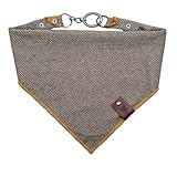 vanClyde® Sydney Hundehalstuch, Dreieckstuch, Bandana für Hunde, größenverstellbar, Stilvolles Accessoire in Khaki-Orange mit Karabinerverschluss, Größe M