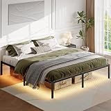 Rolanstar Bett 180x200 cm, Bettgestell mit LED, USB Ladestation, Doppelbett, Betten perfekt für Schlafzimmer Gästezimmer