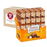 Ferrero Küsschen - Thekendisplay 15x5 (660g) Ferrero Küsschen Praline mit Nusspralinen-Spezialität mit feinster Milch-und Halbbitterschokolade mit Geschenk von Pere's Candy