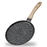 JEETEE Crepe Pfanne 24cm, Granit-Antihaftbeschichtung Pancake Pfanne, Bakelitegriff, Kompatibel Mit Allen Herden und Induktionskochern, PFOA Frei, Grau