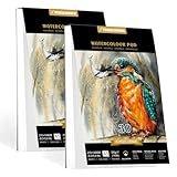 PENCILMARCH Aquarellpapier, 300 g/m², A5, Baumwolle, 30 % – 2 Stück