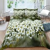 TMMDH Bettwäsche 200x200 Spiraea Bettwäsche Set Bedruckte Bettbezug Set mit ReißVerschluss Weich Flauschige Hypoallergen Bettbezug + 2 Kissenbezug