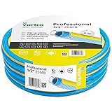 Vartco Professional 4-lagiger Wasserschlauch Trinkwasserschlauch Anti Twist Gartenschlauch Schlauch Gartenbewässerung Flexibel Flexischlauch UV-beständig 25 Bar (1/2'' 20m), Blau/Gelb