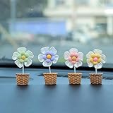 SYSUII 4 Stück Blume Auto Innenraum Deko, Wackelblumen Wackelfigur Blumen Auto Armaturenbrett Dekorationen Tanzende Blume Dekofigur Ornamente für Schreibtisch Schlafzimmer Tisch Büro Wohnzimmer