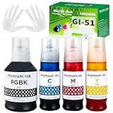 FANSHENG GI51 GI-51 Tinte kompatibel mit Canon GI-51 GI 51 Tintenfehlflaschen für G1520 G1560 G2520 G2560 G3520 G3560 G2570 G3570 G4570 G1530 Drucker (4 Pack Schwarz/Cyan/Magenta/Gelb)
