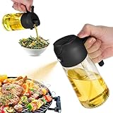 TrendPlain Ölspender-Flasche für die Küche, 2-in-1 Olivenölspender und Ölsprüher, 470 ml Olivenölflasche, Ölsprüher für Kochen, Küche, Salat, Grill, Schwarz