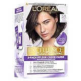 L'Oréal Paris Permanente Haarfarbe mit ultra kühlem Farbergebnis, 100% Grauhaarabdeckung, Set mit Coloration, Shampoo und Pflegecreme,Excellence Cool , Nr. 5.11 Hellbraun (Braun)