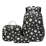 SIVENKE Schulrucksack Mädchen Teenager Damen Schultasche Rucksack Set Gänseblümchen Schulranzen für Mädchen Schule Freizeit mit Lunchpaket Tasche und Mäppchen