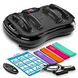 Bluefin Fitness Vibrationsplatte Ultra Slim Plus | Vibrationsplatte Trainingsgerät für Ganzkörpertraining | Kompaktes Design Power Plate mit Widerstandsbändern | Vibrations-Fitness-Trainer für Zuhause