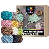 OfficeTree 12 x Bunte Kordel Pastelltöne - Bastelschnur Set Bunt Pastell - Juteband Bunt - Kordelband für Basteln Dekoration Verpacken Haushalt oder Garten