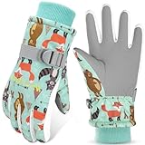 WESTGIRL Kinder Winterhandschuhe Winddicht Warme Skihandschuhe Thermofleece Wasserabweisend Schnee Cartoon kinderhandschuhe Outdoor Snowboarding Radfahren Handschuhe für 3-12 Kinder Mädchen