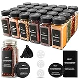 Gewürzgläser Eckig Set 24er - Gewürzdosen Glas 120ml mit...