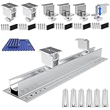 (für 2 Solar Panel) 30-50MM Verstellbare Klemme für Solarmodul Halterung Solarpanel 300mm Schiene Befestigungsschiene Alu Photovoltaik Montageschiene Kit PV Befestigungs-Set für Flachdach Trapezdach