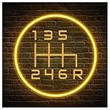 Hängende Kunst-Leuchtreklamen Racing Gear Shift Neon Schild - Wandkunst Für Autoliebhaber, Autoshop Dekor, Garage Man Cave Beleuchtung, Dimmbar(40cmх40cm)
