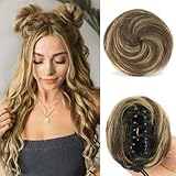 Sofeiyan 2PCS Krallen Clip in Haar Bun Mini Messy Bun Haarteile Dutt mit Klammer Synthetik Haar Scrunchies Haar Donut Chignon Pferdeschwanz Haarteil Dutt für Damen Blond & Mittelbraun