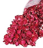 Reccisokz100g natürliche getrocknete Rosenblätter echte Blume trockene rote Rose Blütenblätter für Fußbad Körperbad Spa Hochzeit Konfetti Heimduft DIY Handwerk Zubehör