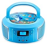 Cyberlux Tragbare Boombox | FM Radio | AUX-In | CD/CD-R | USB | Kopfhöreranschluss | CD-Player | Kinder Radio | CD-Radio | Kompaktanlage | Stereoanlage | Boombox, Bubble Blau