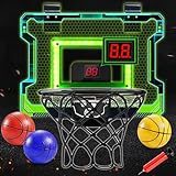 Indoor Basketballkorb, über der Tür Basketballkorb für Kinder Erwachsene, Mini elektrische Anzeigetafel mit automatischem Ton & Licht, Sportspielzeug Geschenk für 3+ Kinder und Erwachsene mit 3 Bällen