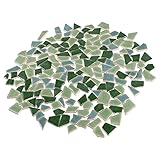 FOMIYES Mosaik Steine Basteln Keramik DIYmosaiksteine 200 G Grün Keramikmosaik Unregelmäßig Bastelmaterial Handwerk Kinder Erwachsene Zuhause Dekoration