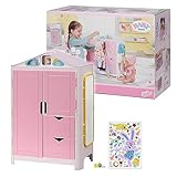 BABY born, Puppenkleiderschrank, BABY born Kleiderschrank mit Wetterstation, viel Stauraum, Stickerbogen und großem Spiegel, 827987, Zapf Creation