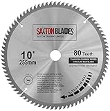 Saxton TCT Kreissägeblatt für Holz, 255 mm x 80 T x 25,4 mm Bohrung, passend für Evolution Rage Sägen