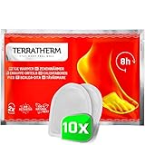 TerraTherm Fußwärmer-Pads, Wärmepads selbstklebend, 8h warme Füße, Zehenwärmer Pads extra dünn und angenehm weich, 10 Paar