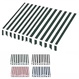 Manueller Ersatz-Markisenstoff – gestreifter Polyester-Sonnenschutz für einziehbare Markisen – Gartenüberdachung (grün-weiß, 700 x 400 cm)