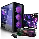 SYSTEMTREFF Basic Gaming Komplett PC Set AMD Ryzen 7 5700G 8x4.6GHz | AMD Radeon RX Vega 8 4K HDMI DX12 | 1TB M.2 NVMe | 32GB DDR4 RAM | WLAN Desktop Paket Computer für Gamer, Gaming
